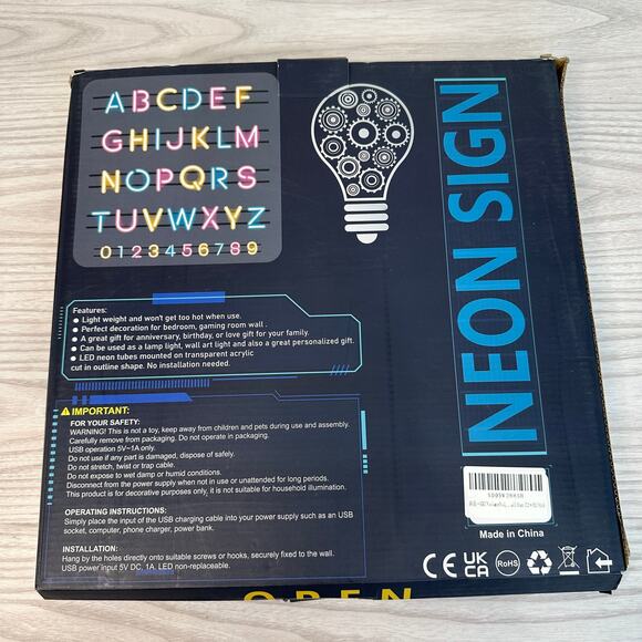 Neon Sign LED Light for Room No Game No Life USB Powered Bedroom Wall Decoration - Picture 2 of 6